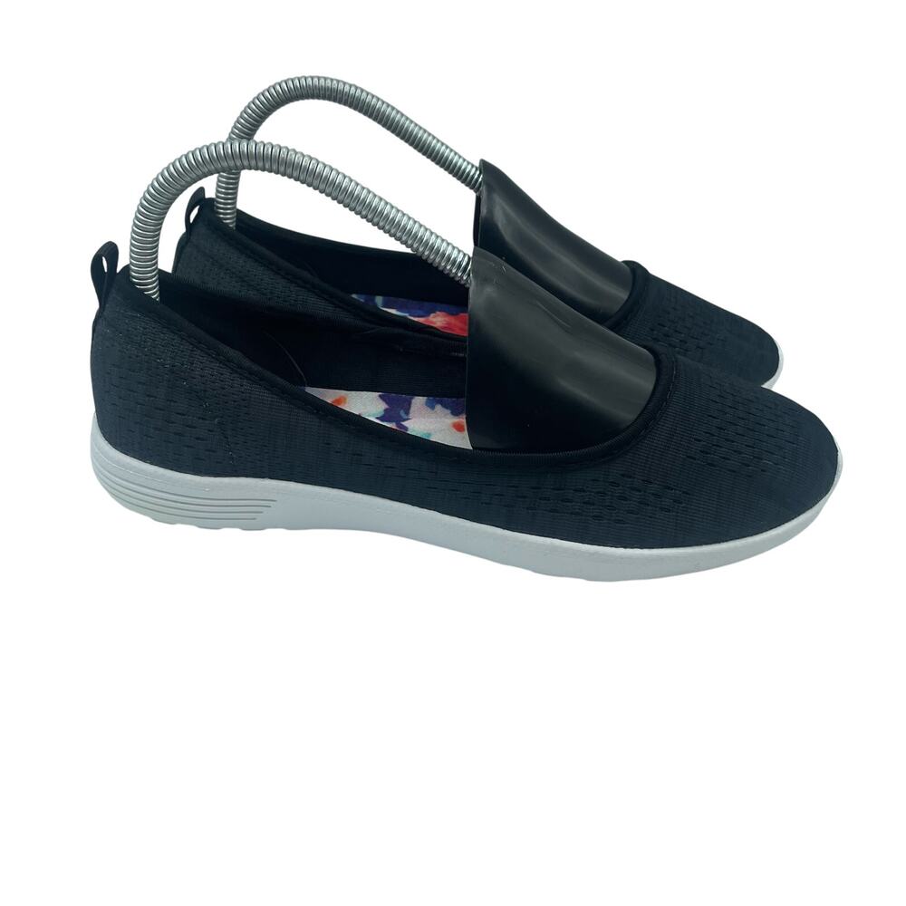 Skechers Follow Me Flats Shoes Slip On Comfort Black White Womens 7.5